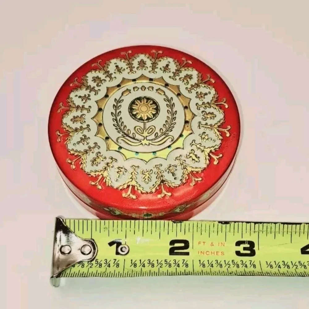 Baret Ware Vintage Miniature Container Tin Made In England Red Gold